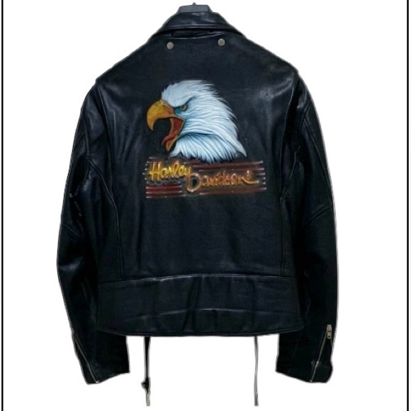 Harley-Davidson Other - Harley Davidson Hand Painted Insulated Leather Jacket Big/Tall 48R VTG RARE FIND